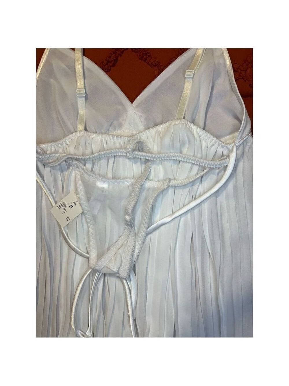 White mini spaghetti straps, panty, brand, new with tags, sexy Teddy nightie. Sz - Picture 10 of 16